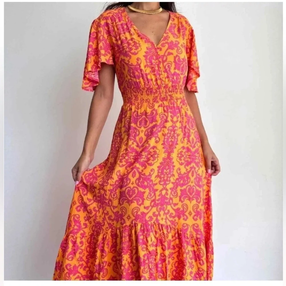 ANTHROPOLOGIE ABEL THE LABEL
Floral Dress Womens Maya Hi Low Size XS Pink Orange - Picture 1 of 6